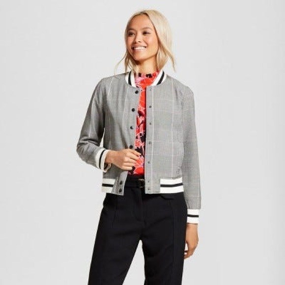 Who What Wear Gray Plaid Bomber Jacket Size 1X - Picture 11 of 14